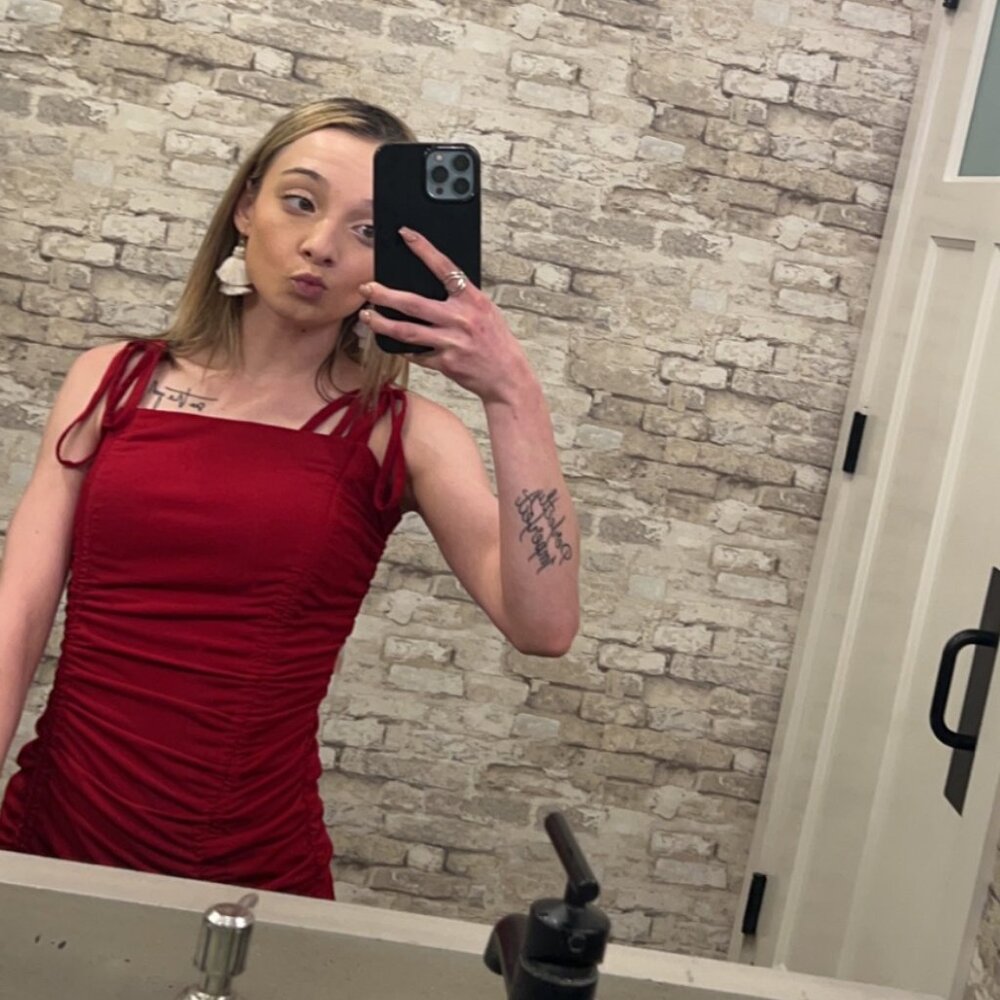 Red Snitched Mini Dress - Picture 4 of 8